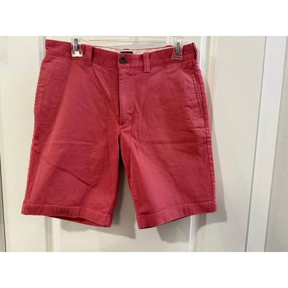 J.Crew Mens 9 Inch Inseam Chino Shorts Coral Pink Size 30 Cotton Twill Casual